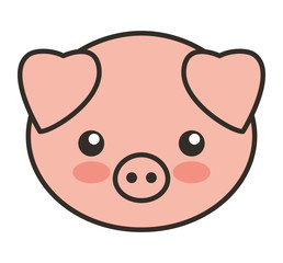 cute pig animal tender isolated icon