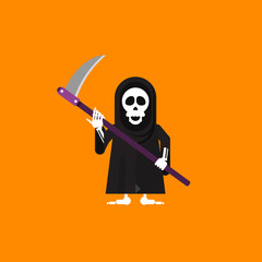 illustration a grim Reaper character for halloween in  flat style
