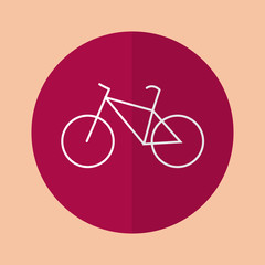 bike in flat design on a burgundy background icon