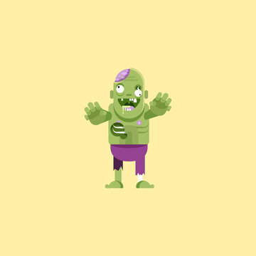illustration a zombie character for halloween in  flat style