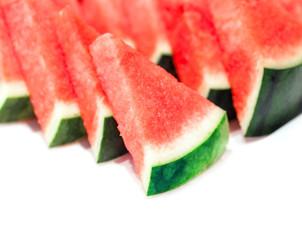 red watermelon sliced on white background