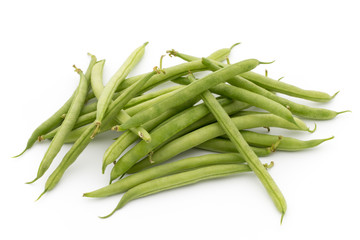 Green beans isolated on a white background.