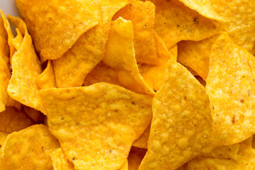 Nachos chips. Corn chips on the bowl.