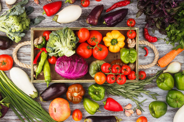 Set of vegetables in the tray