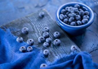 Blueberries in blue bowl