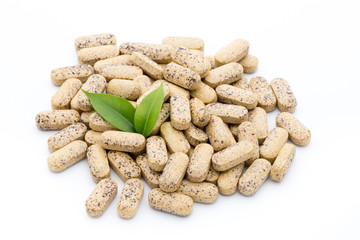 Alternative Medicine. Vitamin capsules. Homeopathic supplement.