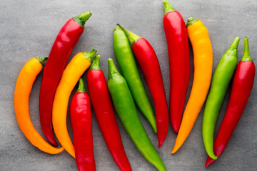 Chilli pepper on the grey background.
