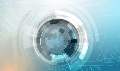 Obraz premium dna and medical and technology background. futuristic molecule structure presentation