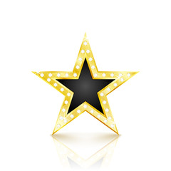 Golden star with diamonds on white background. Vector Illustration