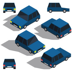 Car isometry. Low detailing isometric view of the cars. 3D object for Your business. Vetor Illustration
