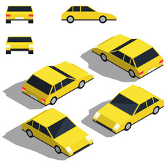 Car isometry. Low detailing isometric view of the cars. 3D object for Your business. Vetor Illustration