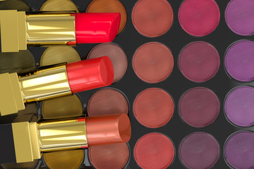 lipsticks on eye shadow palette