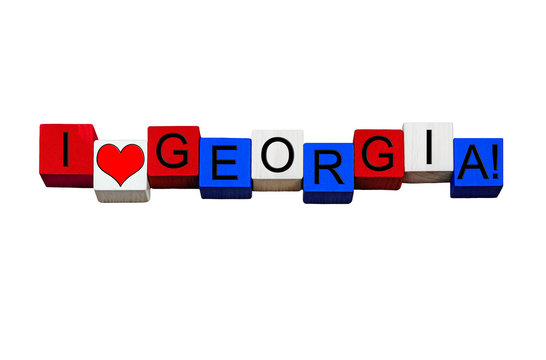 I Love Georgia, sign or banner design, American states. Isolated.