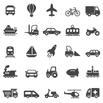Transport Icons. Black Series