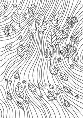 Coloring book for adults. An abstract pattern of rain and autumn