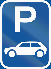 Road sign used in the African country of Botswana - Parking for motorcars