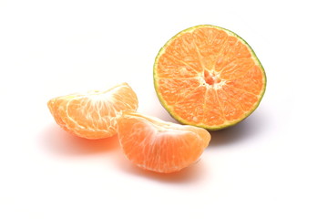 A orange on white background.