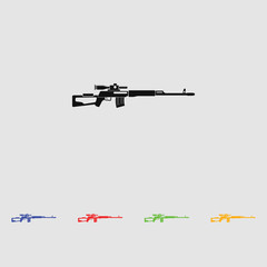 Sniper rifle vector black simple icon. Flat style for web and mobile.