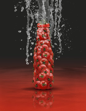 Tomaten, Ketchup, Saft, Flasche, Wasserspritzer