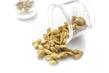 A peanut on white background.
