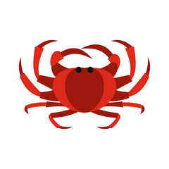 Crab icon in flat style isolated on white background. Marine animal symbol