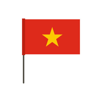 Flag of Vietnam icon in flat style isolated on white background. State symbol