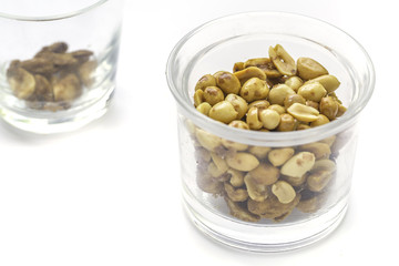 A peanut on white background.
