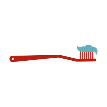 Toothbrush icon in flat style isolated on white background. Dental care symbol