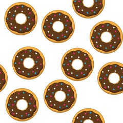 Fototapeta premium Vector seamless background. Chaotic delicious donuts