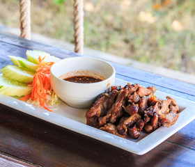 Lamb steak with spicy sauce in Thai style