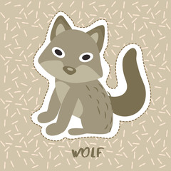 Wolf : Cute Animal Set :  Vector Illustration