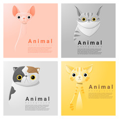 Animal portrait collection with cats , vector , illustration