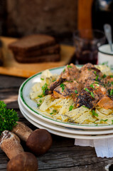 Pasta with Beef Meatballs and Wild Mushrooms