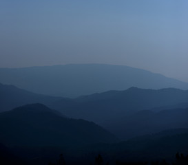 Mountain landscape in blue colors, trodos mountains, cyprus
