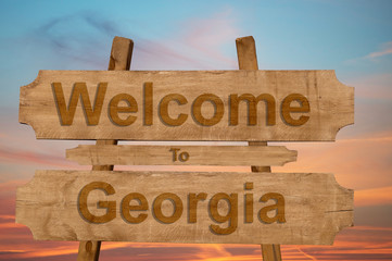 Welcome to Georgia sing on wood background