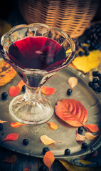 Fall kitchen cup tincture chokeberry wooden table