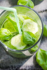 Green smoothie fresh cucumbers celery basil