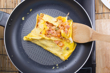 Chef cooking ingredient of fired rice