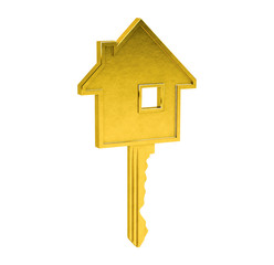 Golden key isolated on white