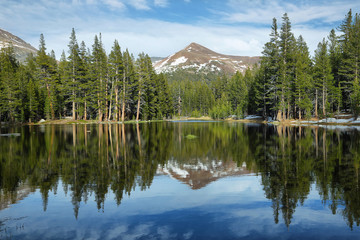 Lake reflections in Tioga Pass, Yosemite