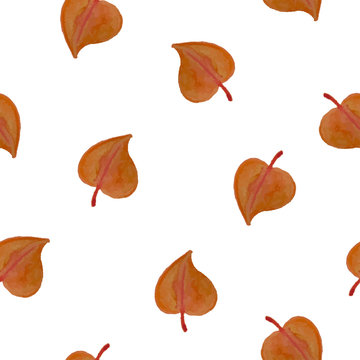 seamless watercolor vector pattern with fall autumn leaves 
