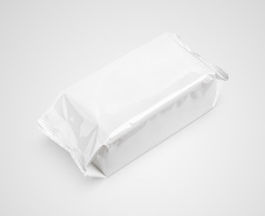 Cosmetic wet wipes big package on gray background with clipping path