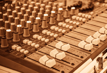 image of sound mixer panel .