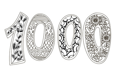 Zentangle numbers 1000.