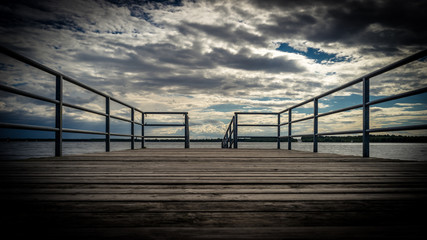 Wooden jetty and a beautiful sky, longtime exposure