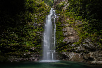 滝と新緑（愛媛県西条市銚子の滝）