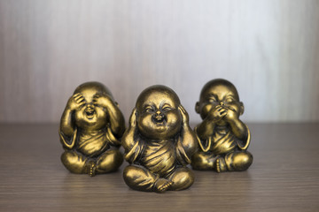 Three Wise Buddha See Hear Speak No Evil Statue