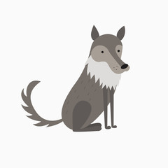 Illustration of cute cartoon wolf