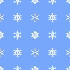 Seamless pattern snowflakes on a beautiful blue background