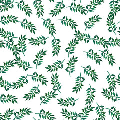 Naklejka na ściany i meble Watercolor seamless pattern with herbs and leaves.